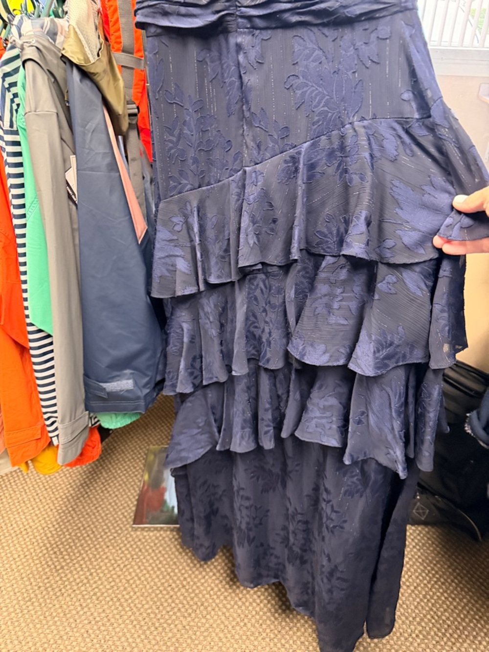 Navy Ruffled Maxi Dress - Picture 6 of 6